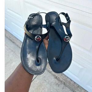 Michael Kors Black Jelly Buckle Strap‎ Size 10 Women's PVC Thong Sandals